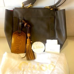 Chloé Gray Taupe Bag with Tassel